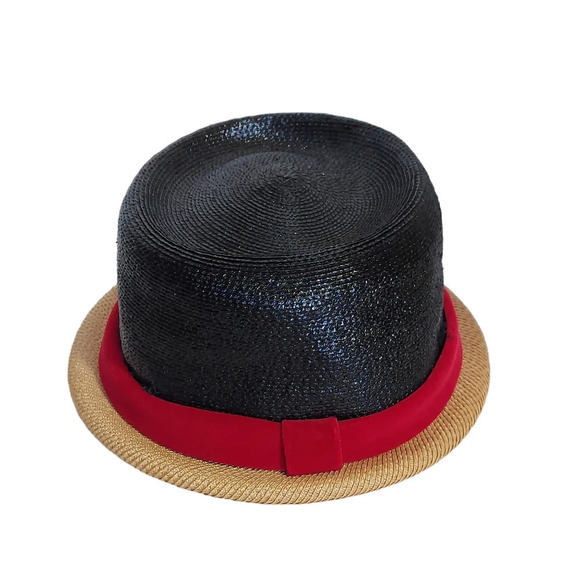 Vintage Straw Hat with Velveteen Red Bow‎ - Picture 6 of 10